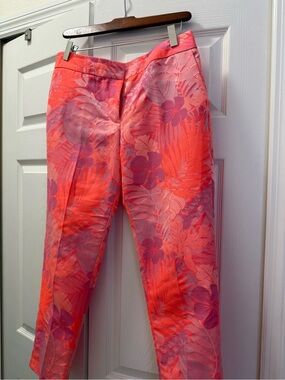 J. Crew Coral & Lavender Floral Cropped Pants